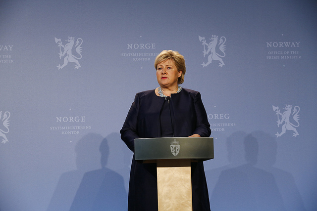 Statsminister Erna Solberg. Foto: Heiko Junge:NTB scanpix:SMK (CC BY-NC 2.0:Flick).